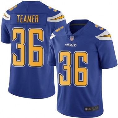 Los Angeles Chargers NFL Football Roderic Teamer Electric Blue Jersey Youth Limited #36 Rush Vapor Untouchable->youth nfl jersey->Youth Jersey